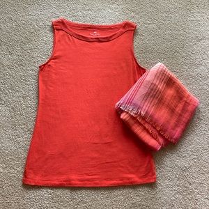 Talbots Orange Bateau Neck Sleeveless Top